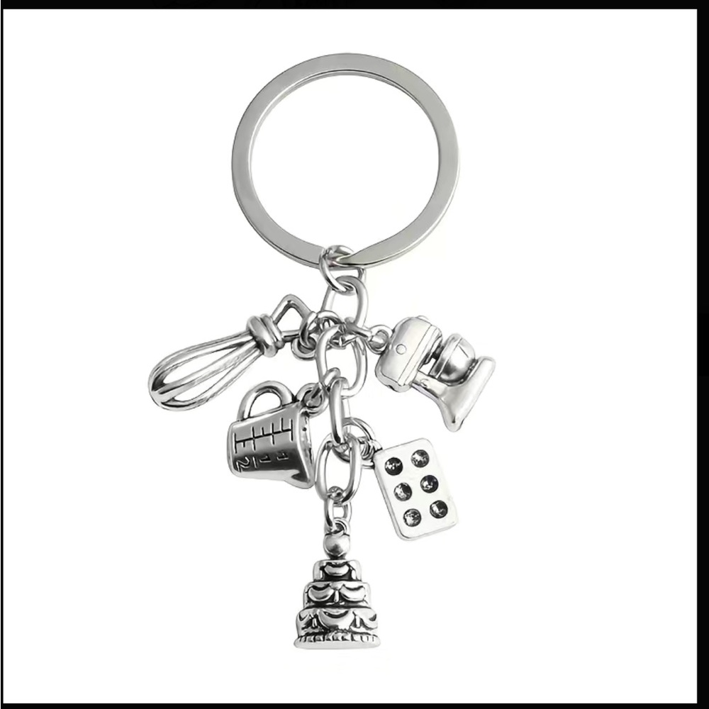 Silver Baking Charms Keychain
